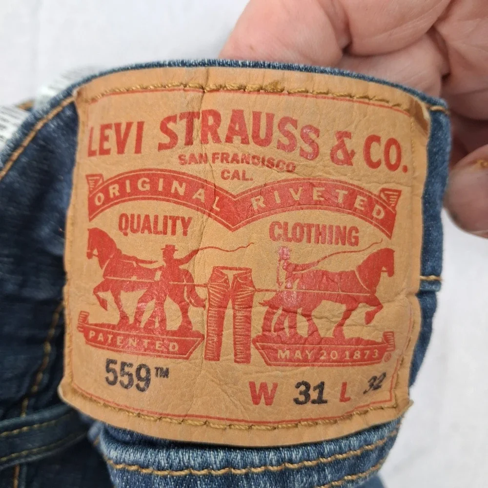Levi's Jeans Mens 31x32 559 Relaxed Straight Blue Medium Wash Stretch EUC